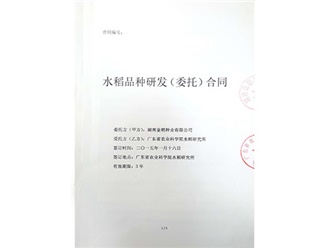 水稻品種研發合同